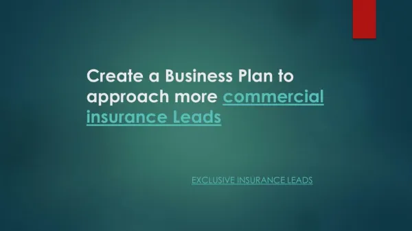 Create a Business Plan to approach more commercial insurance Leads