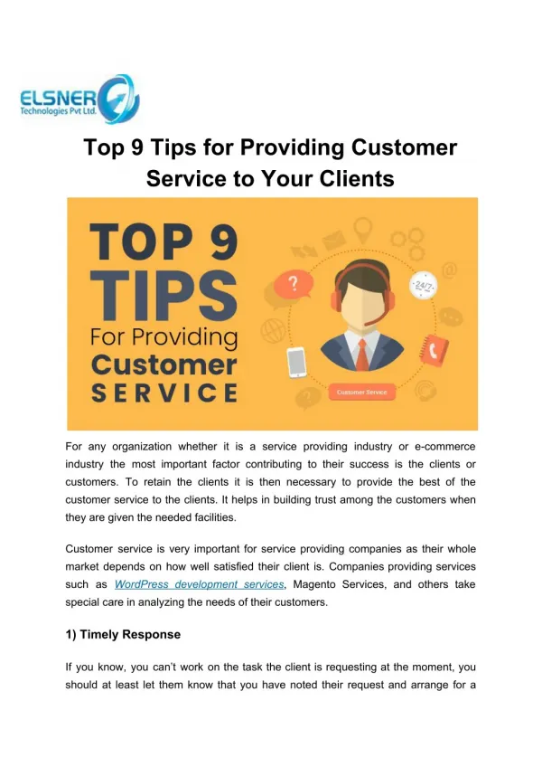 Top 9 Tips for Providing Customer Service