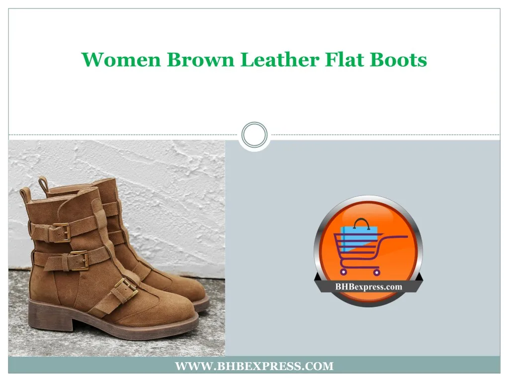 women brown leather flat boots