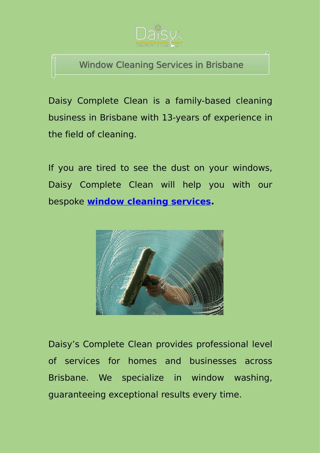daisy complete clean is a family based cleaning