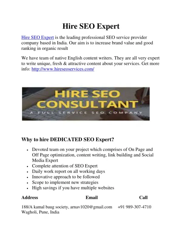 Hire SEO Expert - hireseoservices.com