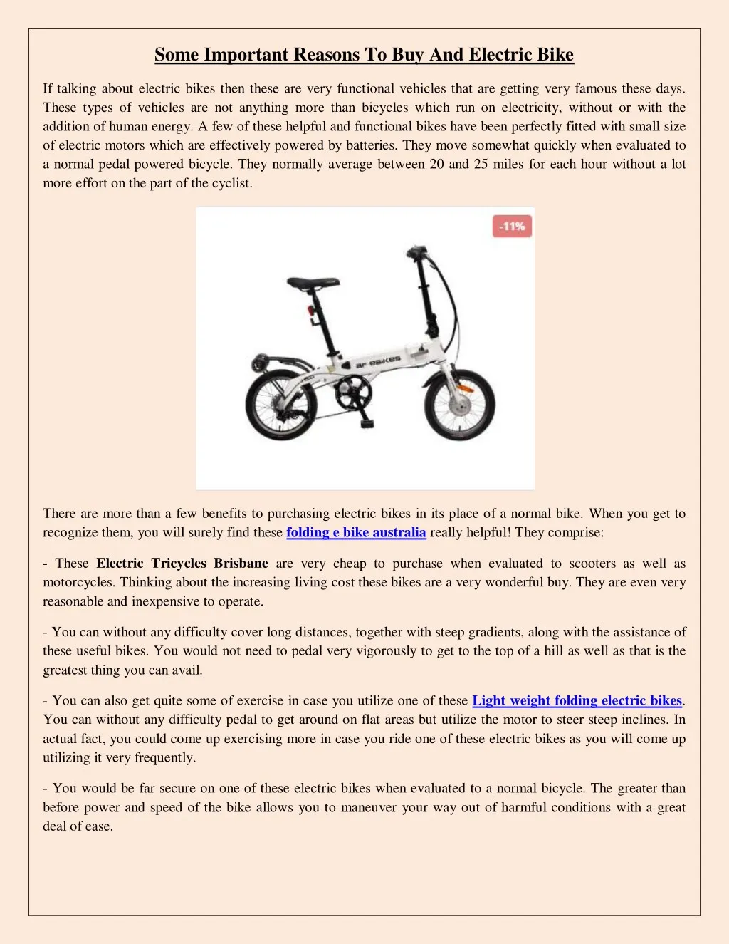 some important reasons to buy and electric bike