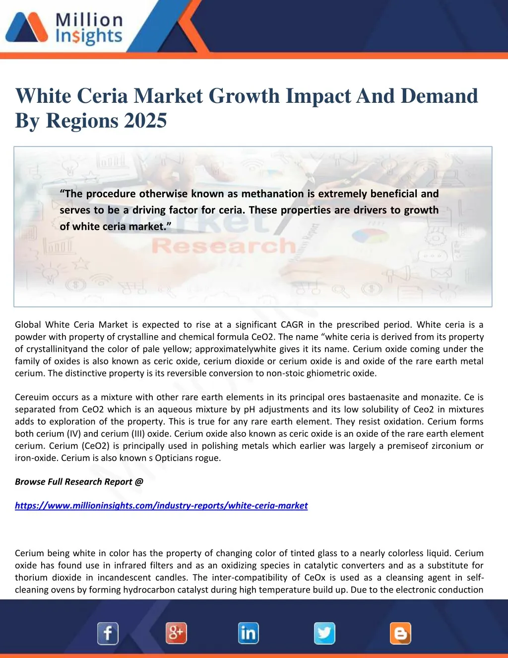 white ceria market growth impact and demand