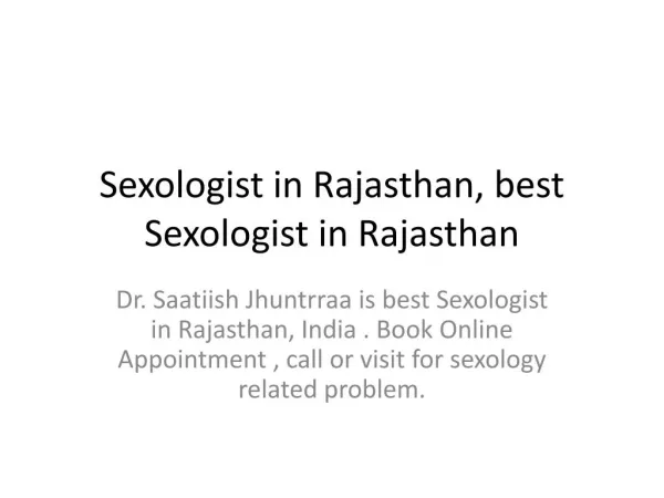 Sexologist in Rajasthan, best Sexologist in Rajasthan