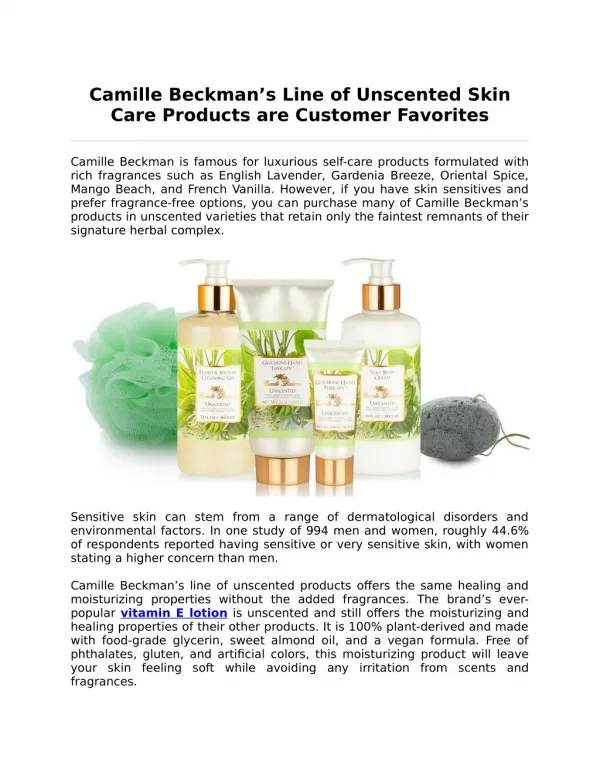 Camille Beckman’s Line of Unscented Skin Care Products are Customer Favorites