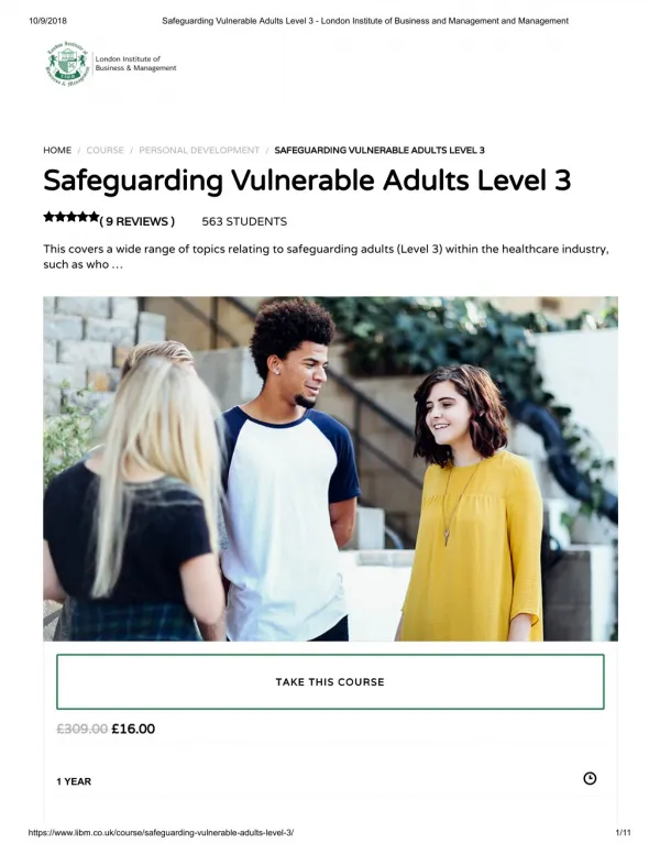 Safeguarding Vulnerable Adults Level 3 - istudy