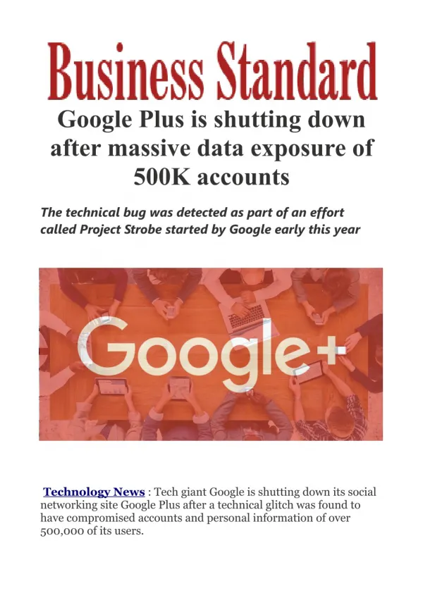 Google Plus is shutting down after massive data exposure of 500K accounts