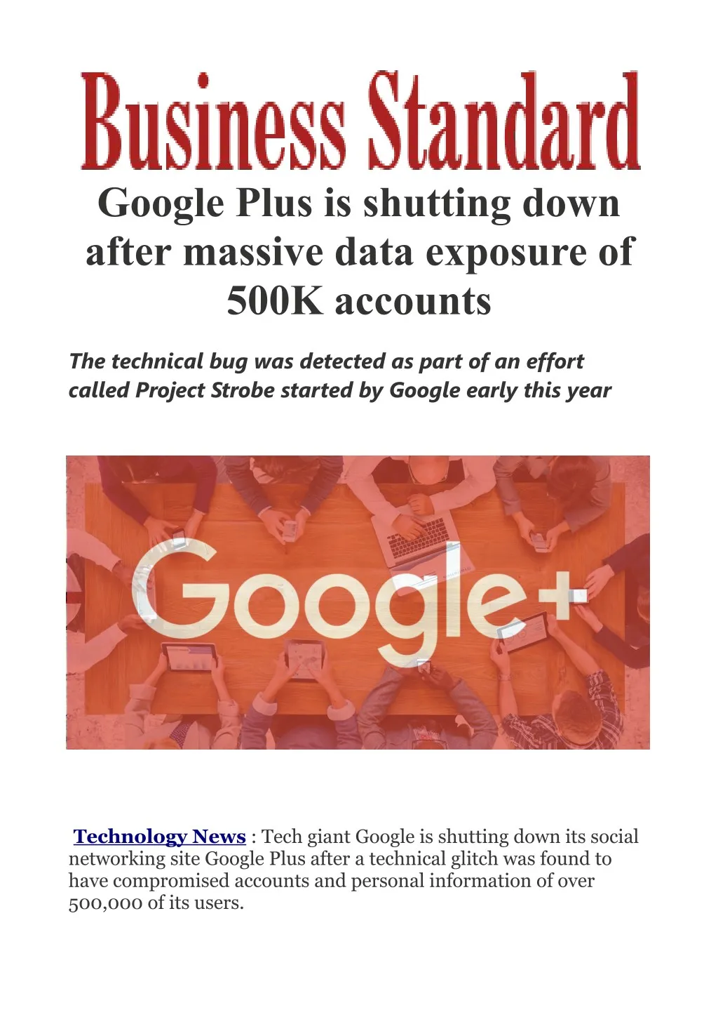 google plus is shutting down after massive data