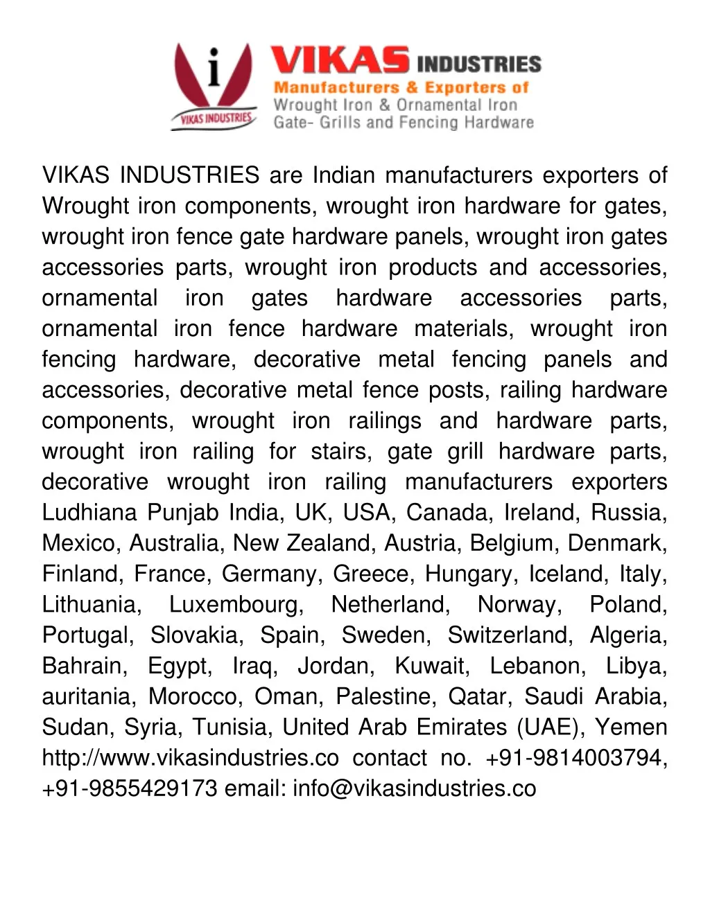 vikas industries are indian manufacturers