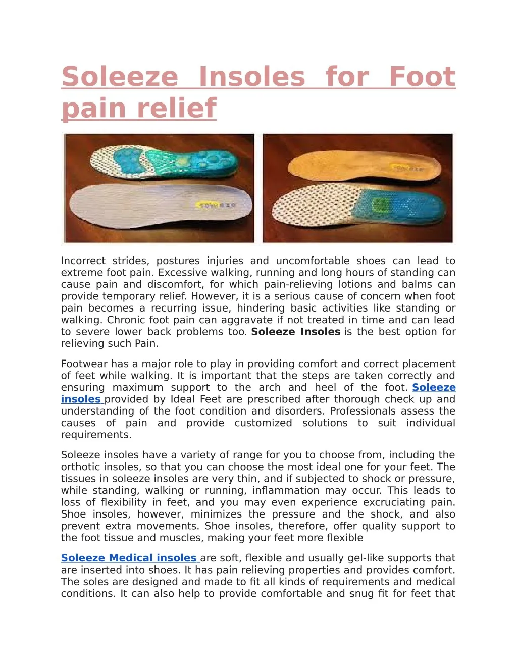 soleeze insoles for foot pain relief