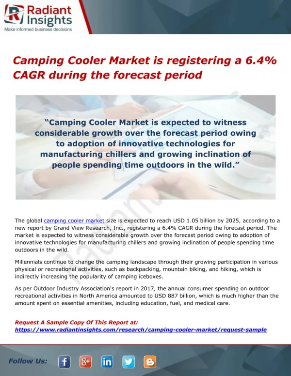 Camping Cooler Market is registering a 6.4% CAGR during the forecast period