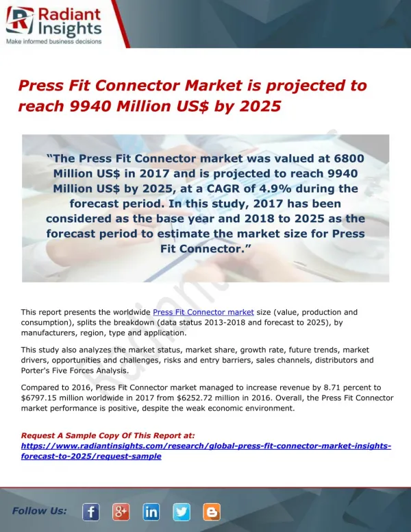 Press Fit Connector Market is projected to reach 9940 Million US$ by 2025