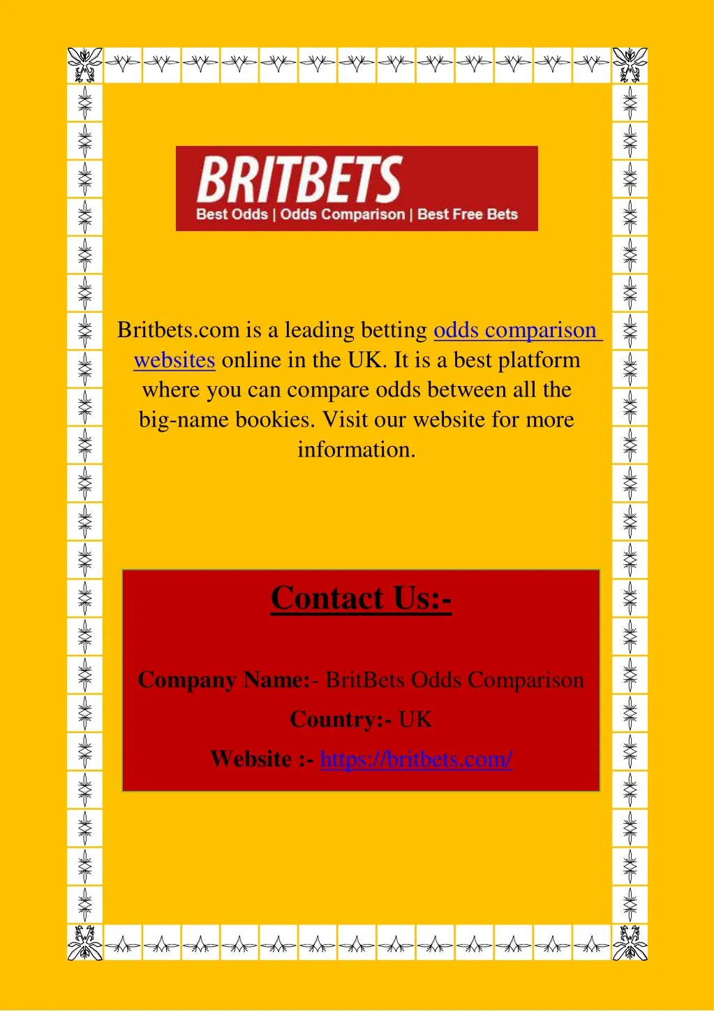 britbets com is a leading betting odds comparison