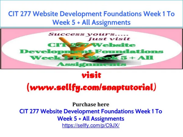 CIT 277 Website Development Foundations Week 1 To Week 5 All Assignments