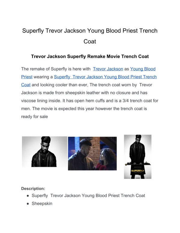 Superfly Trevor Jackson Young Blood Priest Trench Coat