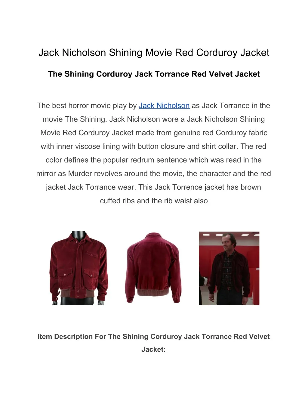 jack nicholson shining movie red corduroy jacket