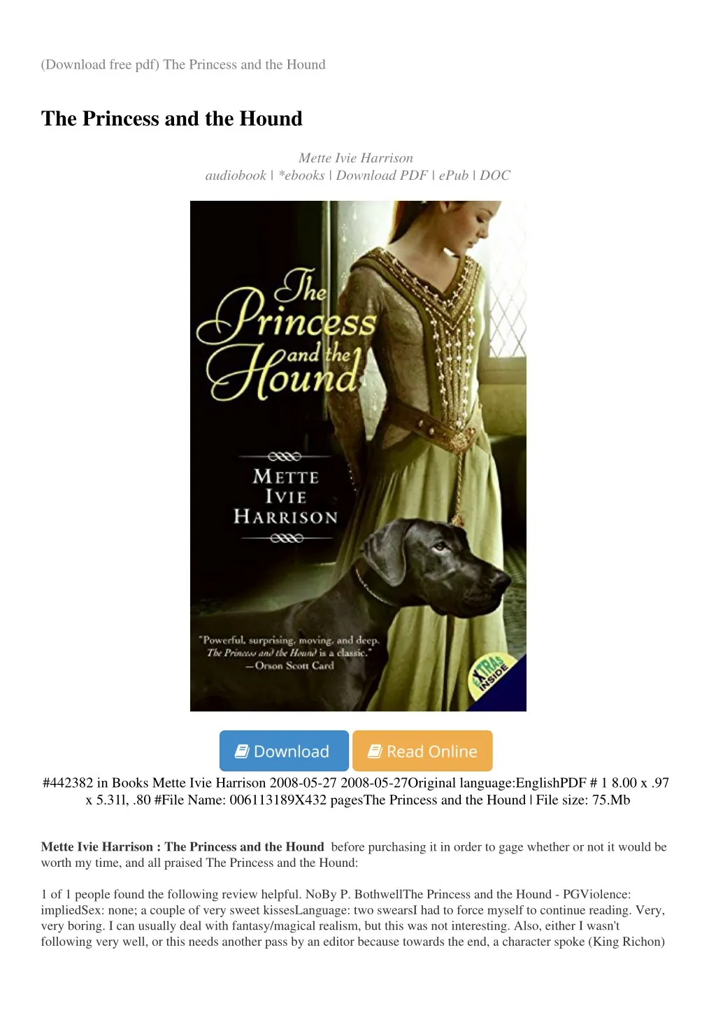 download free pdf the princess and the hound