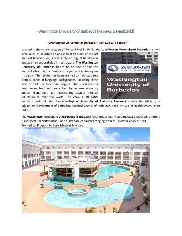 {Washington University of Barbados [Reviews & Feedback]}