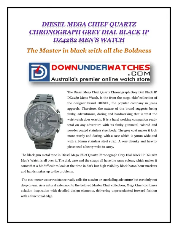 DIESEL MEGA CHIEF QUARTZ CHRONOGRAPH GREY DIAL BLACK IP DZ4282 MEN’S WATCH
