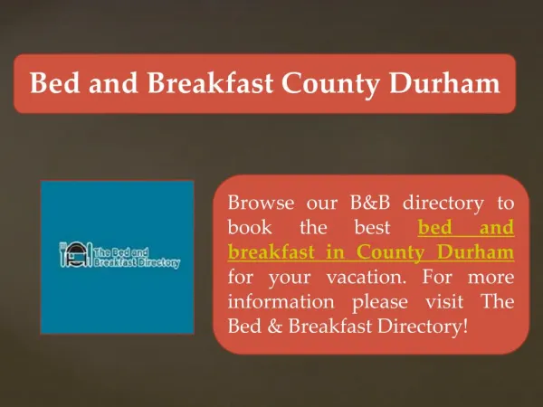 Bed and Breakfast County Durham