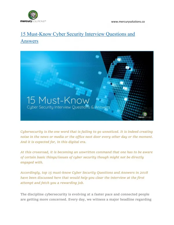 15 Most Asked Cybersecurity Interview Questions and its Answers