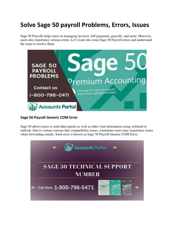 Solve Sage 50 payroll Problems, Errors, Issues