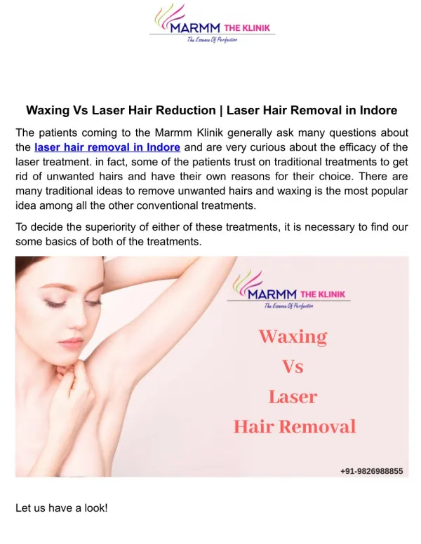 Waxing Vs Laser Hair Reduction | Laser Hair Removal in Indore