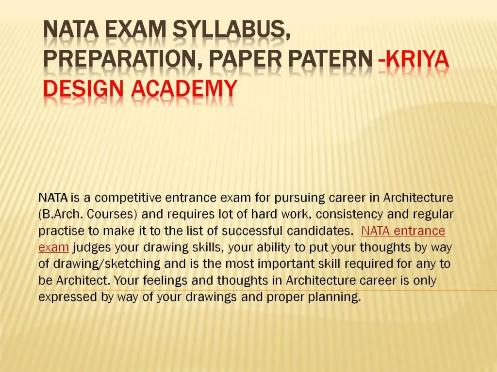 nata exam syllabus preparation paper patern kriya design academy