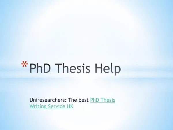 PhD Thesis Help