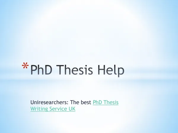 PhD thesis help