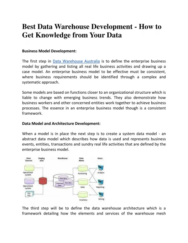 Best Data Warehouse Development - How to Get Knowledge From Your Data