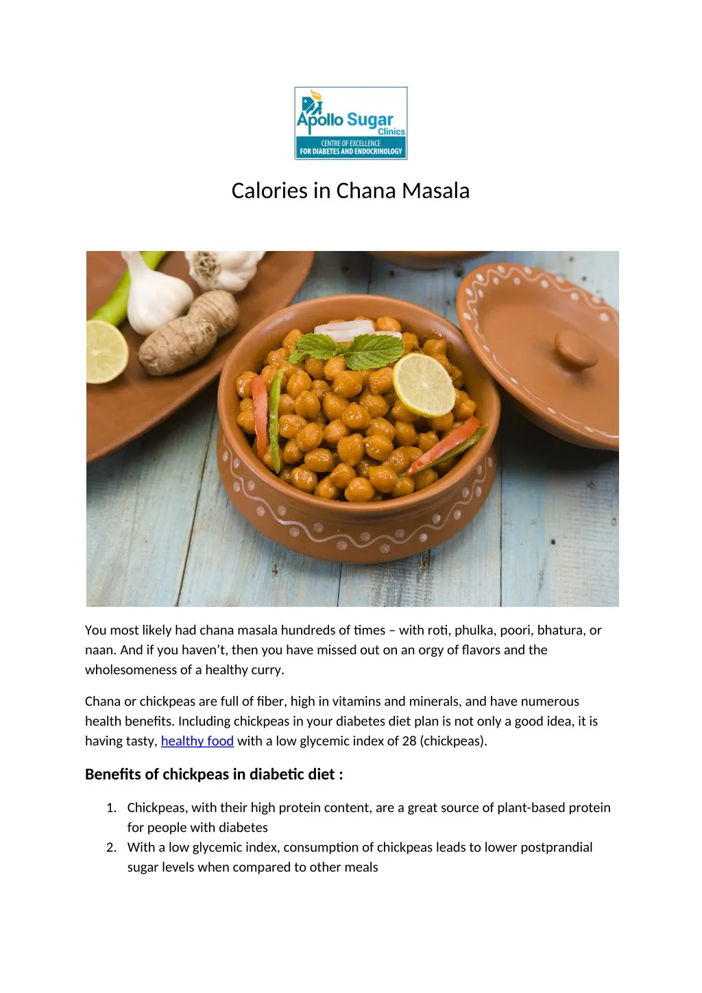 calories in chana masala