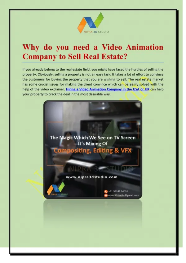 Why do you need a Video Animation Company to Sell Real Estate?