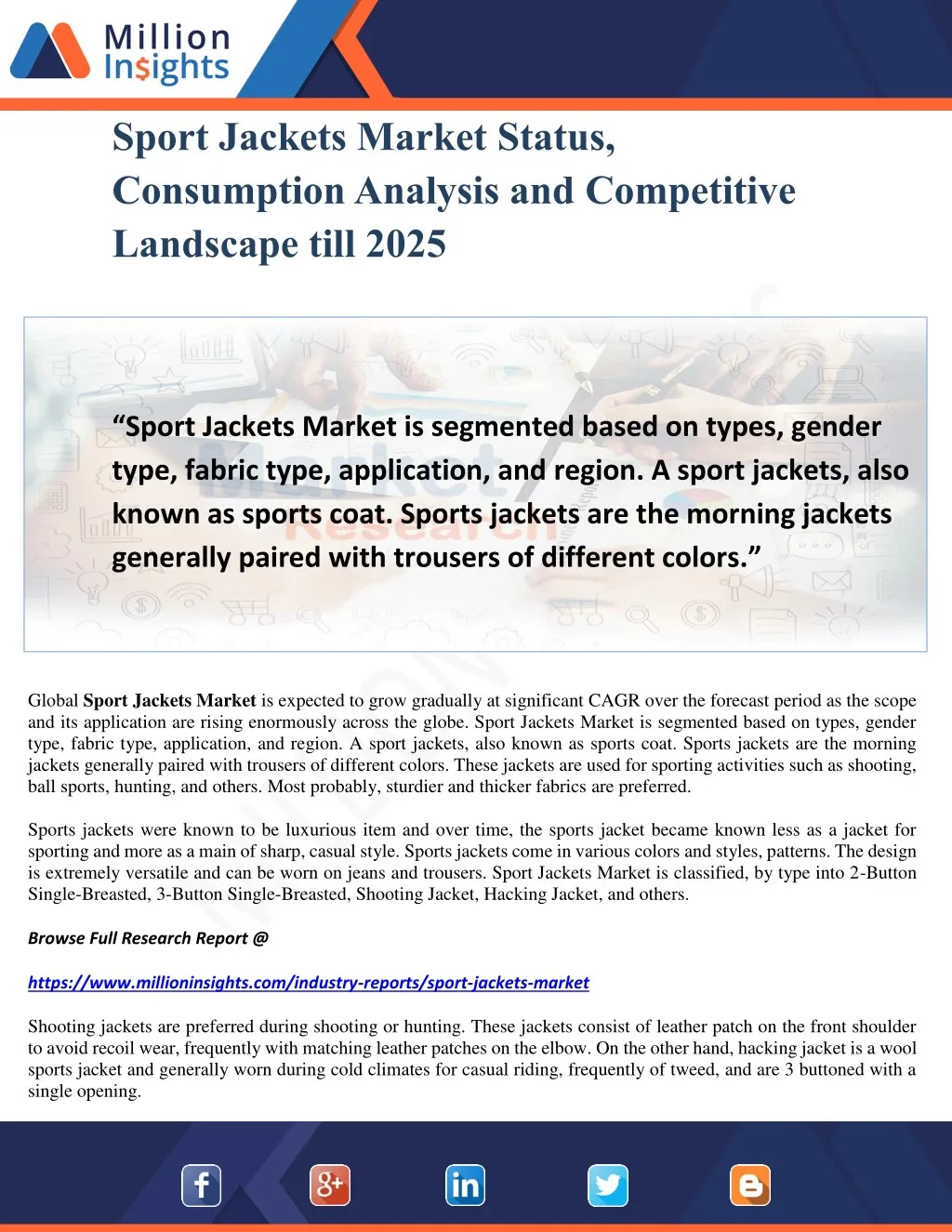 sport jackets market status consumption analysis