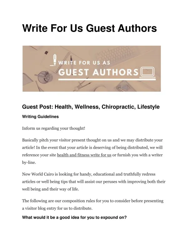 Write For Us Guest Authors