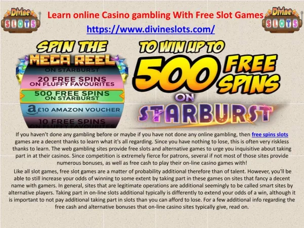 Learn online Casino gambling With Free Slot Games