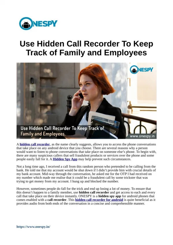Use Hidden Call Recorder To Keep Track of Family and Employees