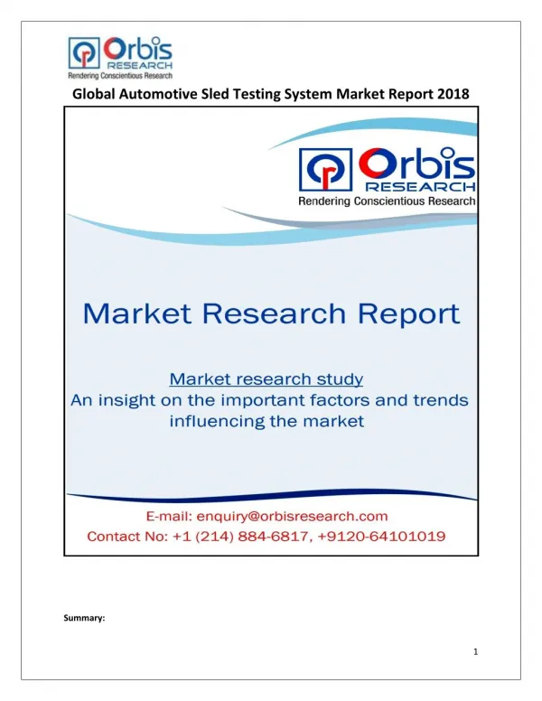Global Automotive Sled Testing System Market Report 2018