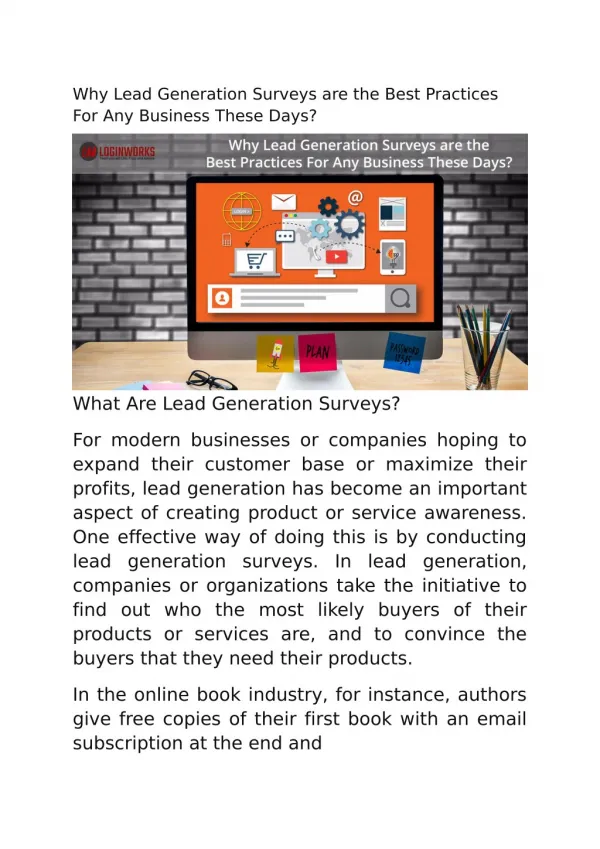 Why Lead Generation Surveys are the Best Practices For Any Business These Days?
