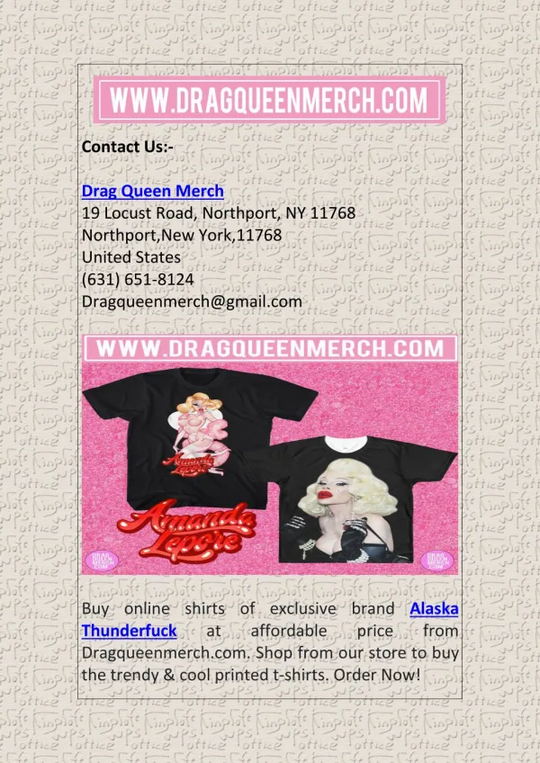 Buy Shirts of Alaska Thunderfuck from Dragqueenmerch.com