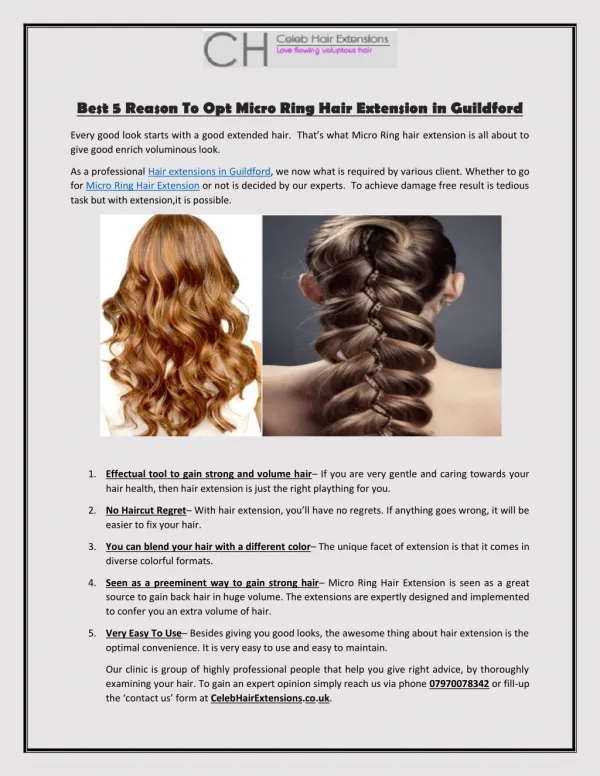 Best 5 Reason To Opt Micro Ring Hair Extension in Guildford