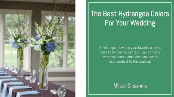 Blue Hydrangeas wedding centerpieces ideas and arrangements