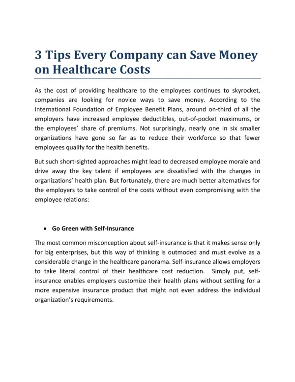 3 Tips Every Company can Save Money on Healthcare Costs