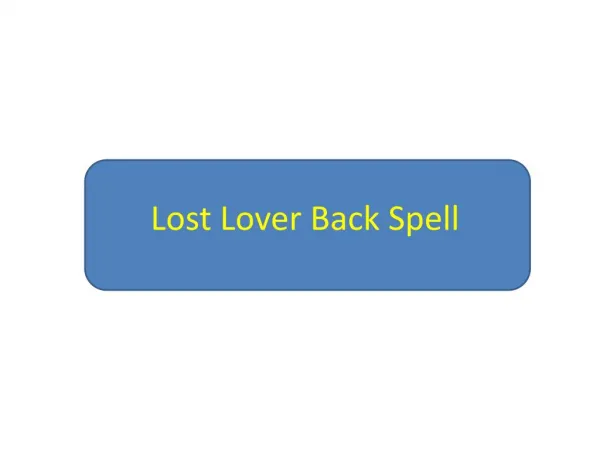 Lost Lover Back Spell