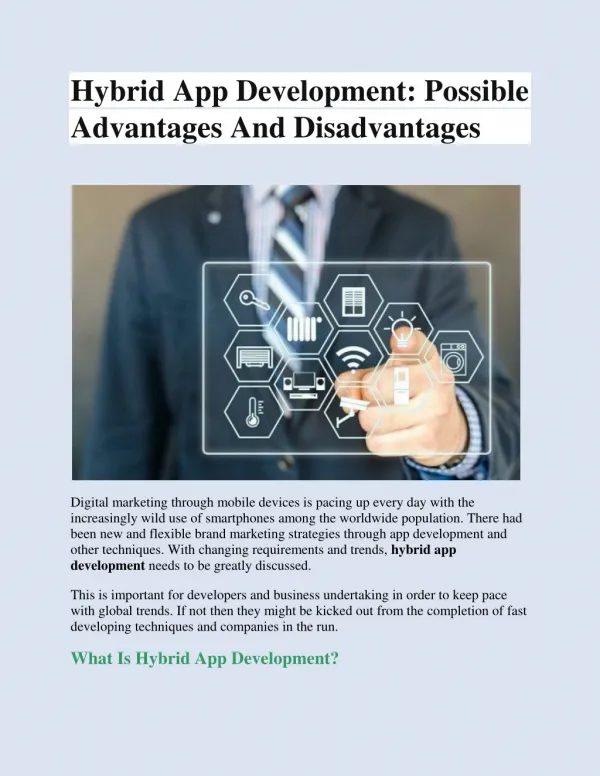 Hybrid App Development: Possible Advantages And Disadvantages