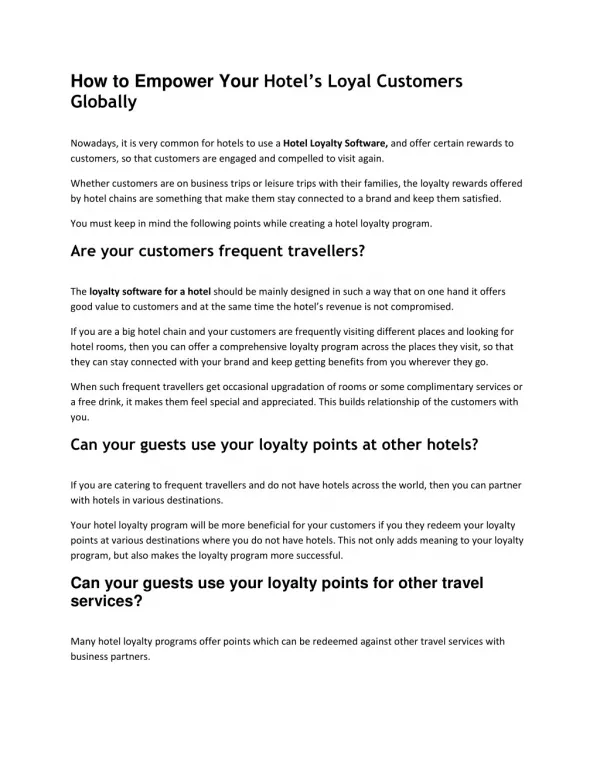 Loyera @ How to Empower Your Hotel’s Loyal Customers Globally