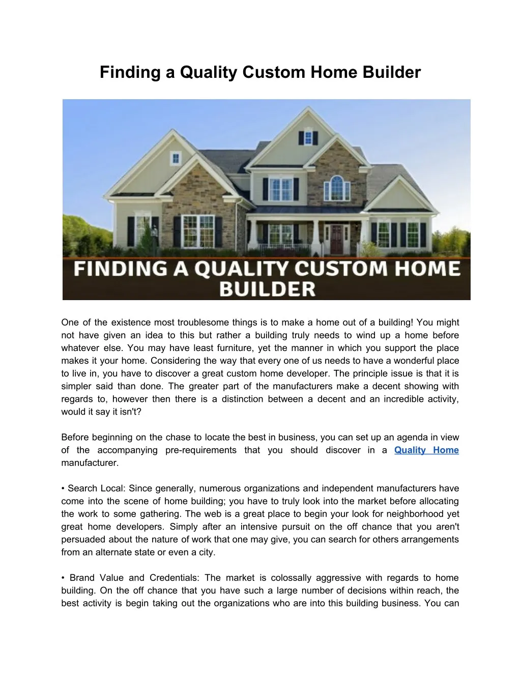 finding a quality custom home builder