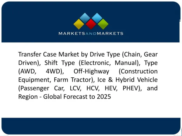 Electronic Shift on the Fly is Estimated to Hold the Largest Market Share in the Transfer Case Market