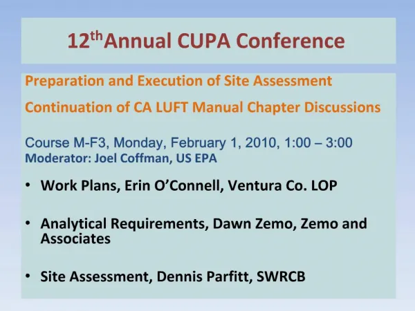 12th Annual CUPA Conference