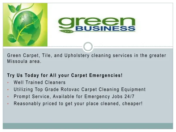 Green Cleaning Services in Missoula - Green Clean Carpet Machine